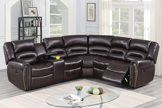 F86613 Amarillo Power Sectional by Poundex - Brown