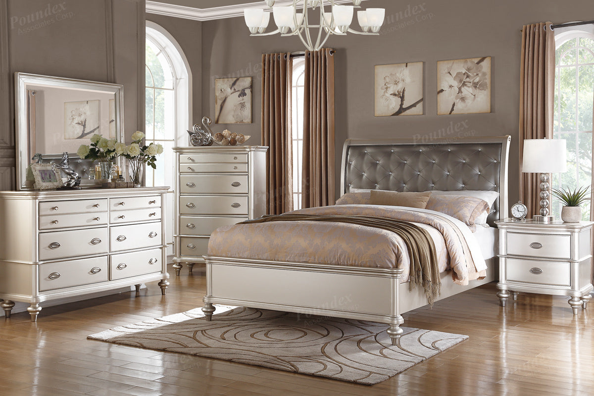 Moonlit F9317 Bedroom Collection by Poundex - Antique Silver