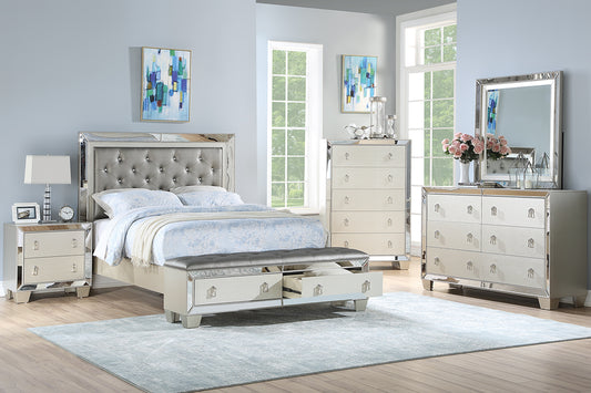 Poundex 4 Pc Silver Finish F9429 Bedroom Collection