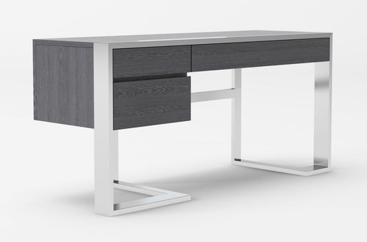 Modrest Fauna - Modern Elm Grey & Stainless Steel Desk