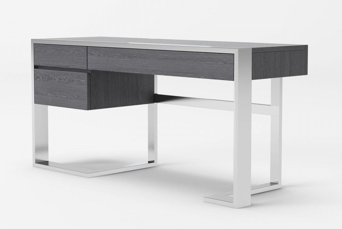 Modrest Fauna - Modern Elm Grey & Stainless Steel Desk