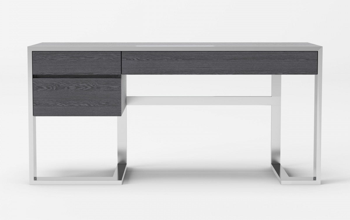 Modrest Fauna - Modern Elm Grey & Stainless Steel Desk