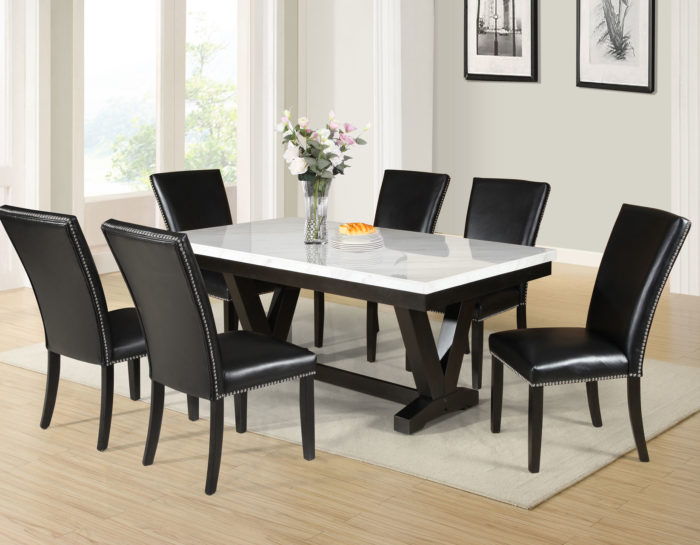 Colección de comedor con tapa de mármol blanco Steve Silver Finley