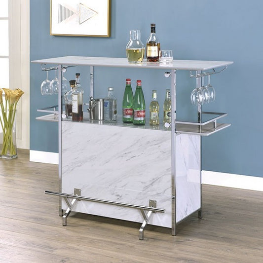 Rianna White Faux Marble Bar Table FOA-BT8343