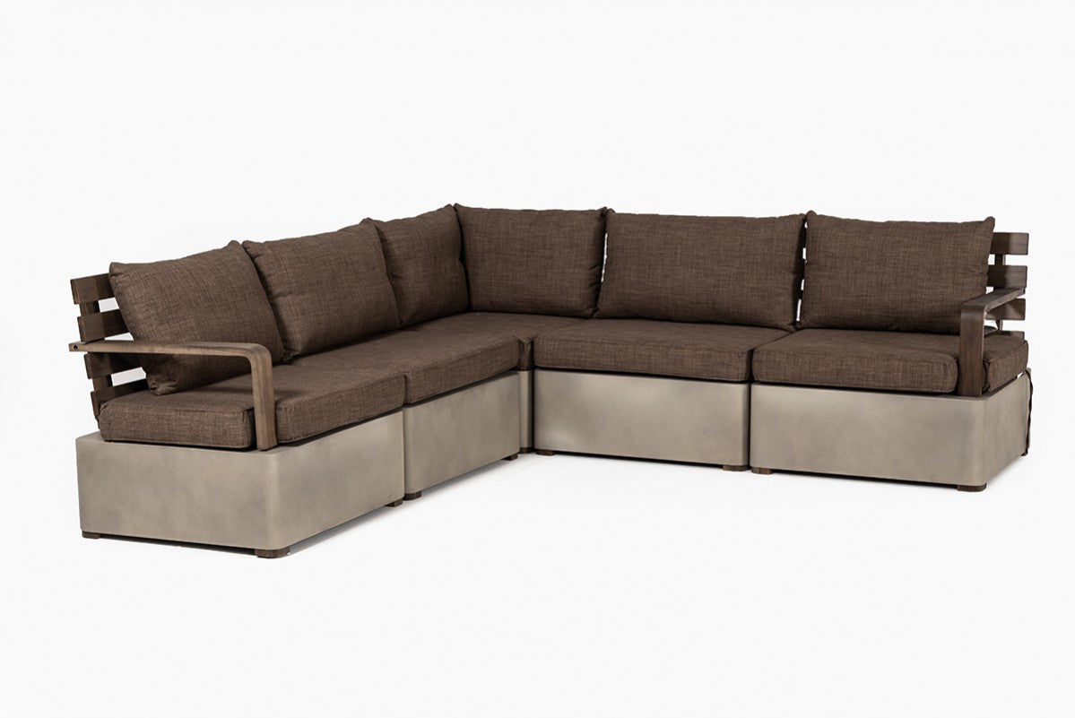 Garza Concrete & Teak Sectional VGLBMODUSET