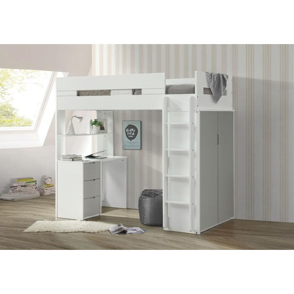 Nerice Twin Loft Bed 38050 - Gray/White