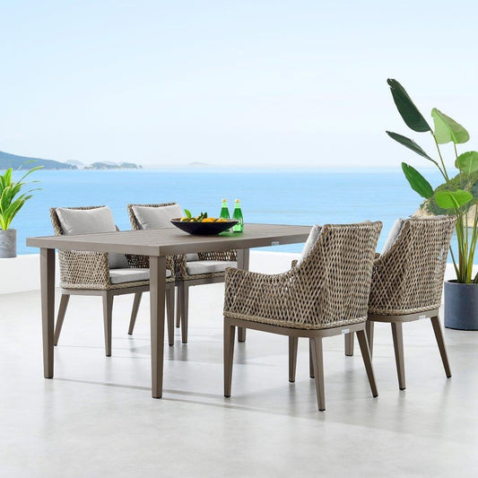 Armen Living Grenada Gray Aluminum Outdoor Dining Set