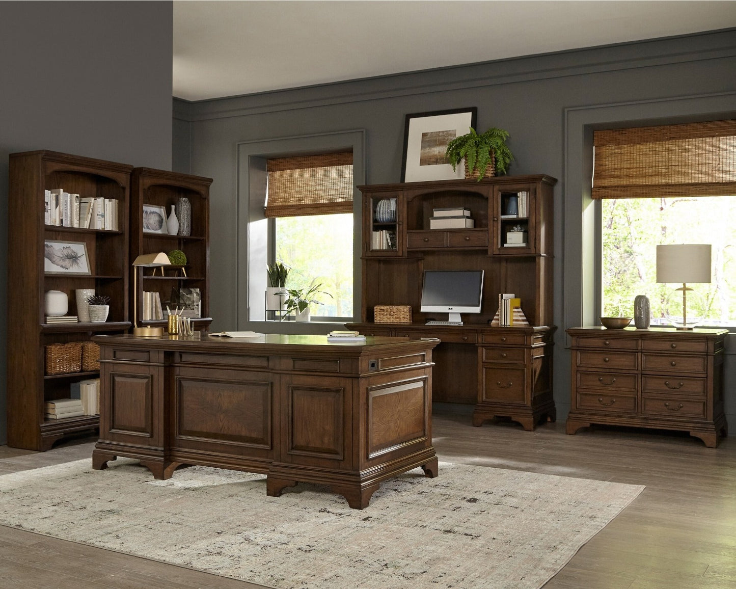 Hartshill Executive Desk by Coaster - Burnished Oak Finish