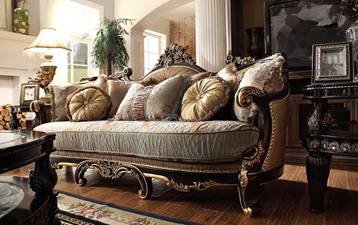 Homey Design Furniture HD-551 Sofa Collection Black & Gold