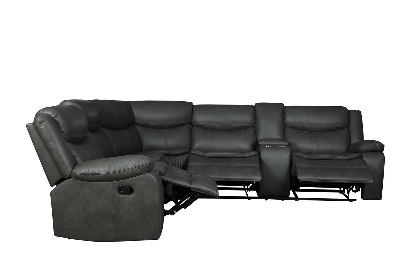 Global 6967 Vista Motion Sectional Leather Air - Gray or Brown