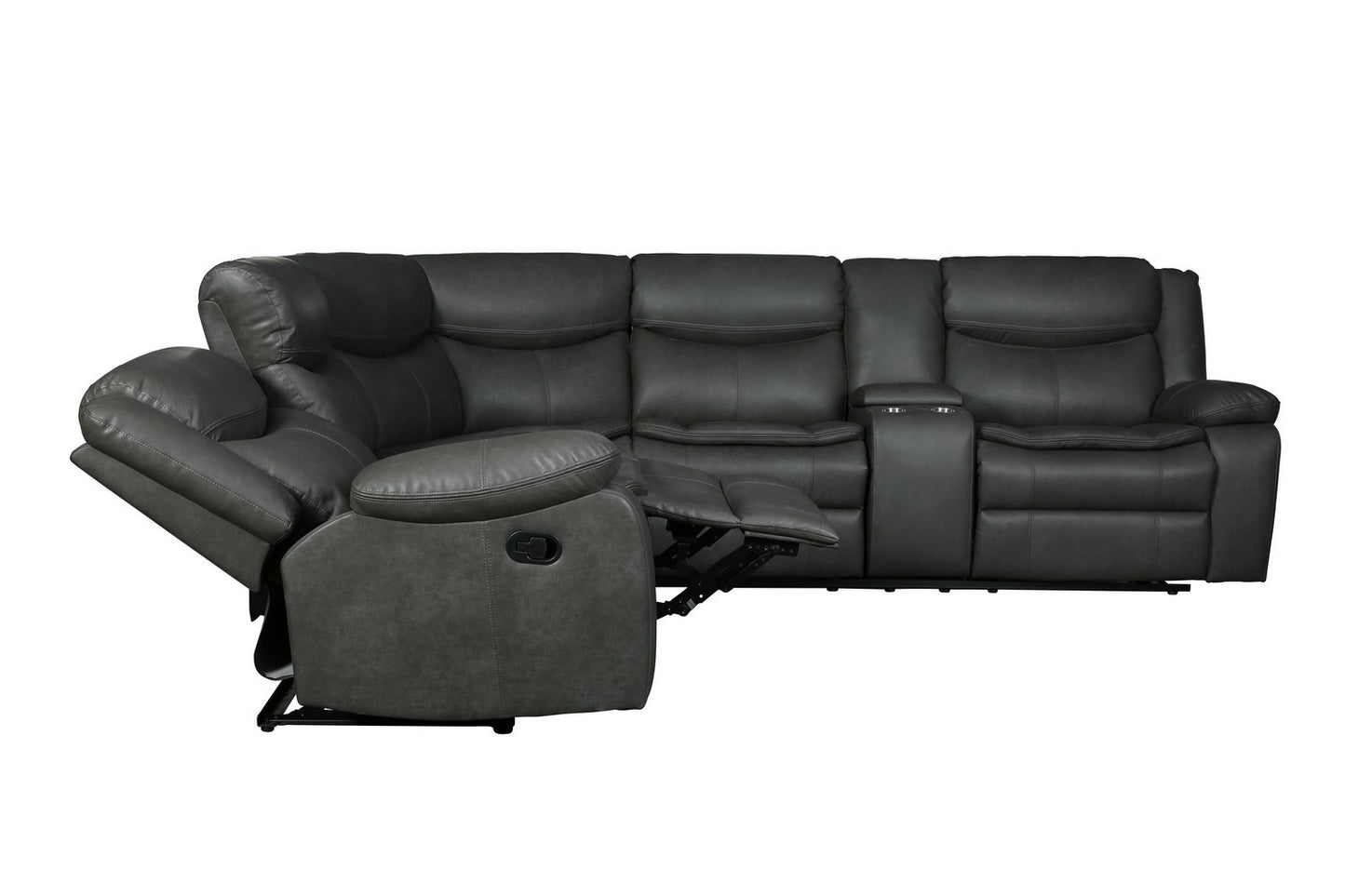 Global 6967 Vista Motion Sectional Leather Air - Gray or Brown
