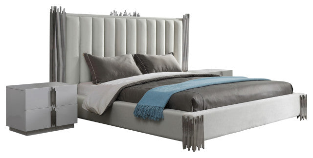 VIG Furniture Modrest Token - Modern White & Stainless Steel Bed Set