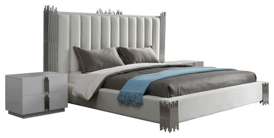 VIG Furniture Modrest Token - Modern White & Stainless Steel Bed Set