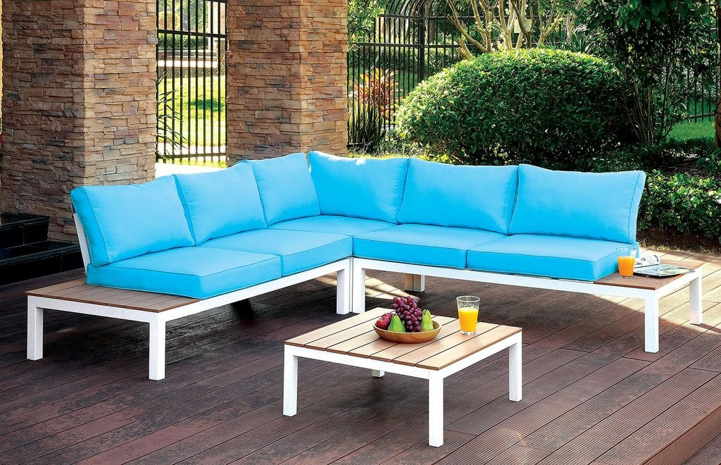 Winona Patio Sectional - Blue Cushions