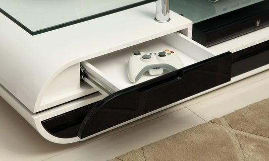 Evos TV Console - Black & White Lacquer Finish