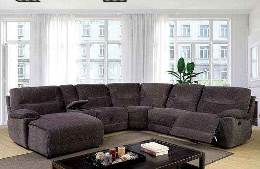 Furniture of America Zuben Sectional Collection - Gray Chenille