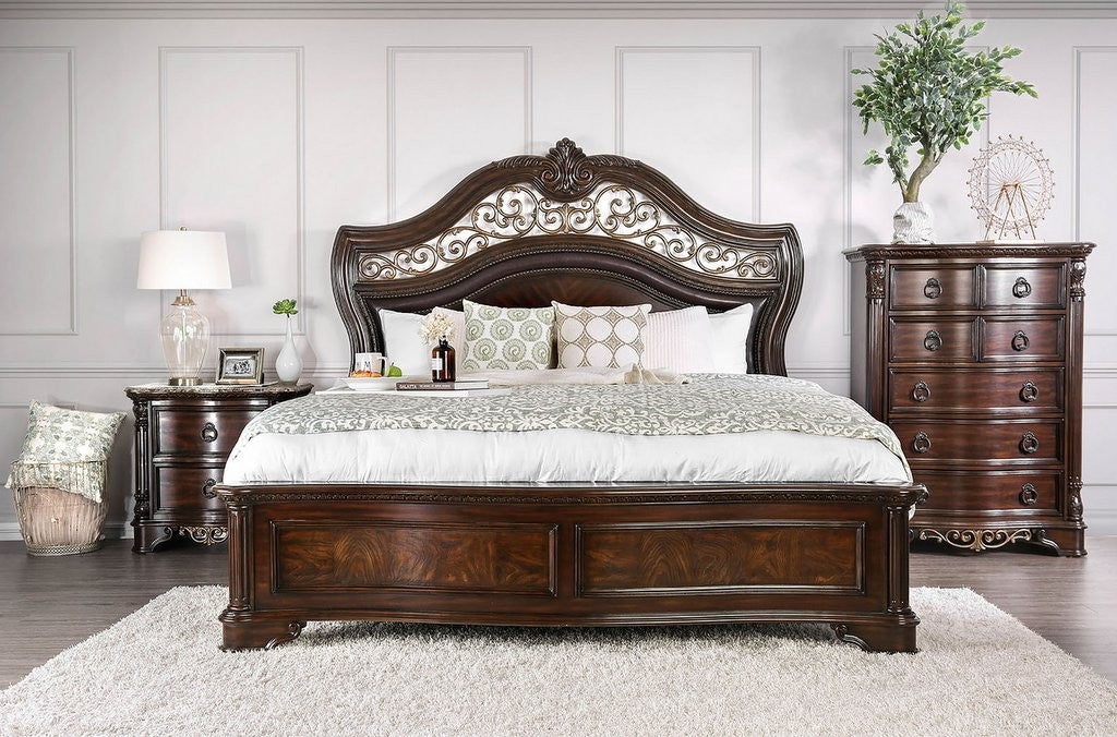 Menodora Brown Cherry Bedroom Set by Furniture of America