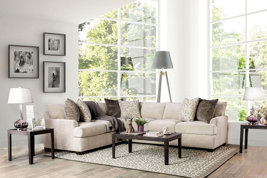 Alisa Ivory Chenille Sectional by Furniture of America