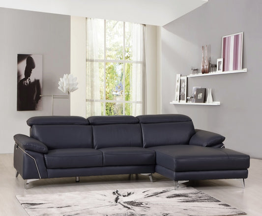 Global United 727 Ferrara Modern Sectional - Blue Leather