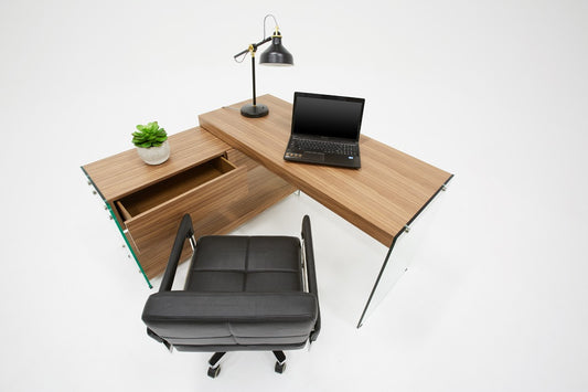 Modrest Laxson Modern Walnut & Glass Desk