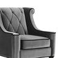 Barrister Chair In Gray Velvet with Black Piping