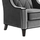 Barrister Chair In Gray Velvet with Black Piping