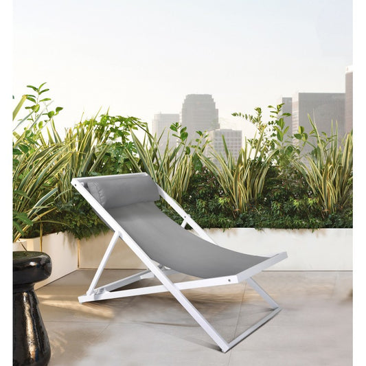 Wave Outdoor Patio Aluminum Deck Chair - White or Gray