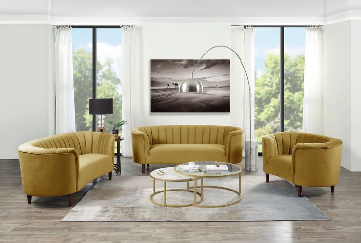 Millephri LV00163 Sofa Set - Olive Yellow Velvet