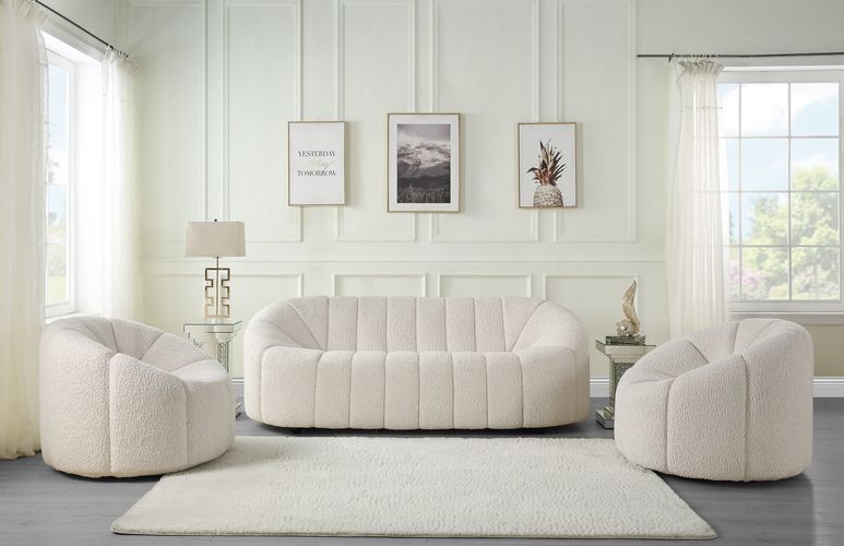 Osmash Sofa & Chair - White Teddy Sherpa