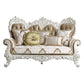 Vanaheim Antique White Living Room Group - Damask Fabric