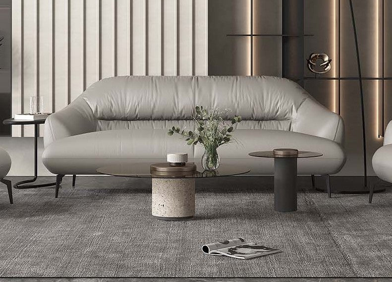 Acme Leonia Italian Leather Sofa Set - Gray or Cognac