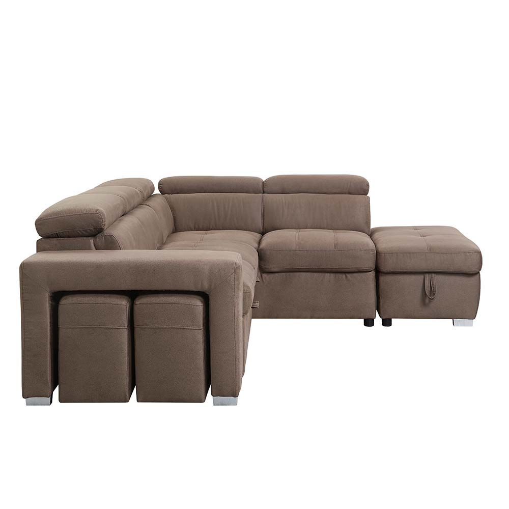 Acoose Sectional Sofa LV01025 w/Sleeper & Pull Out Stools