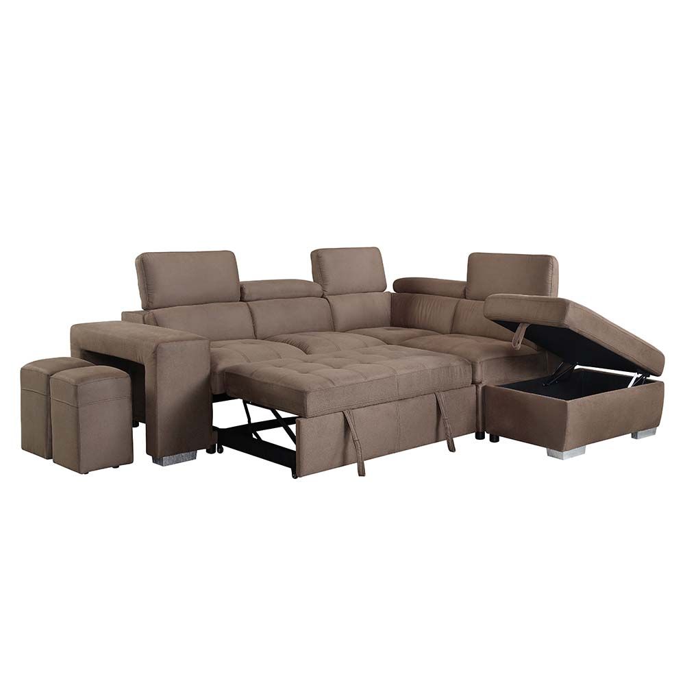 Acoose Sectional Sofa LV01025 w/Sleeper & Pull Out Stools