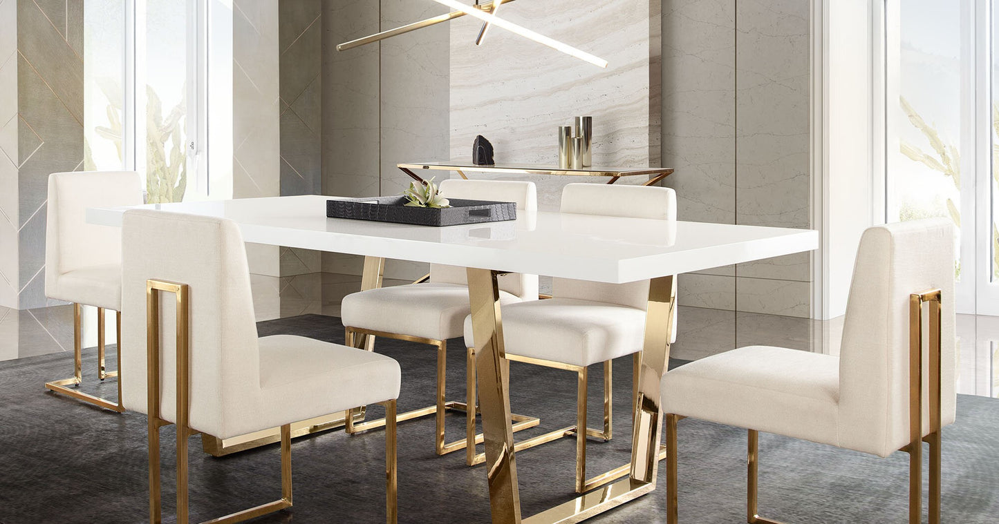 Mirage Modern White Lacquer Dining Set - Diamond Sofa