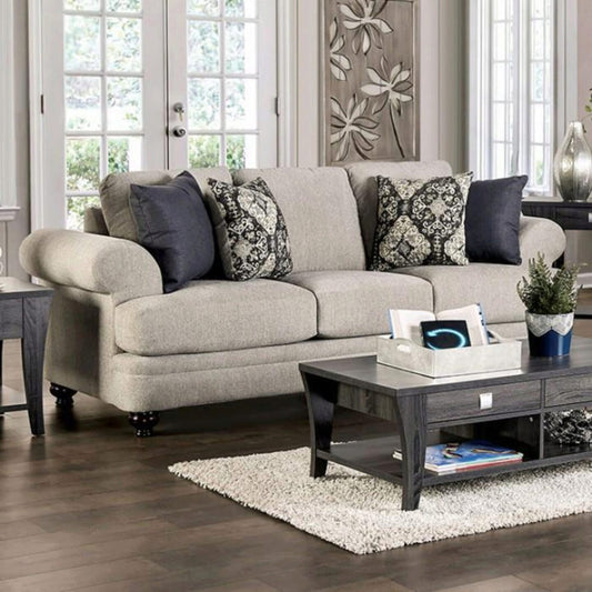 Miramar Transitional Beige Chenille Sofa & Loveseat