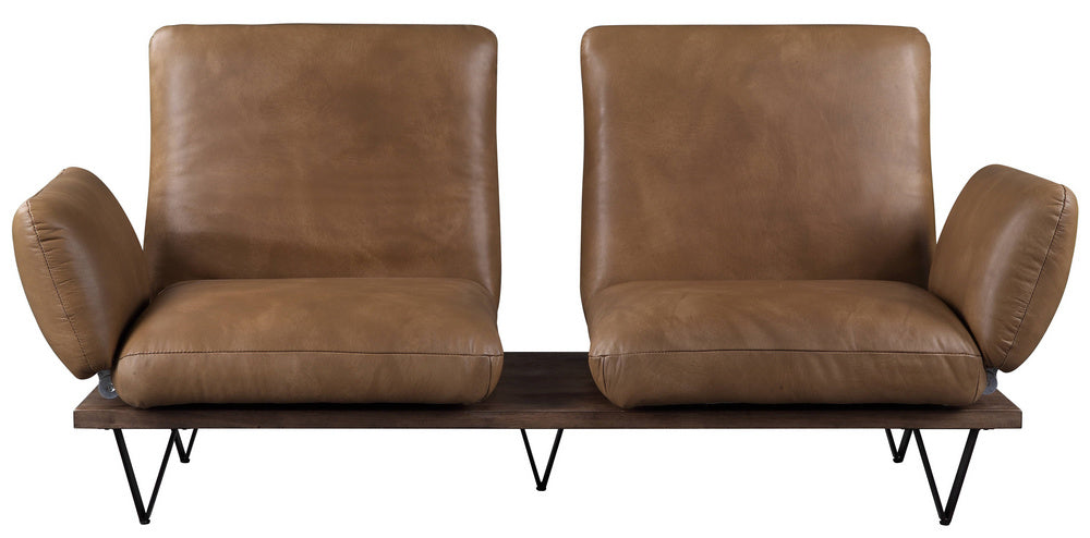 Narech Nutmeg Top Grain Leather Sofa - Swivel Seats