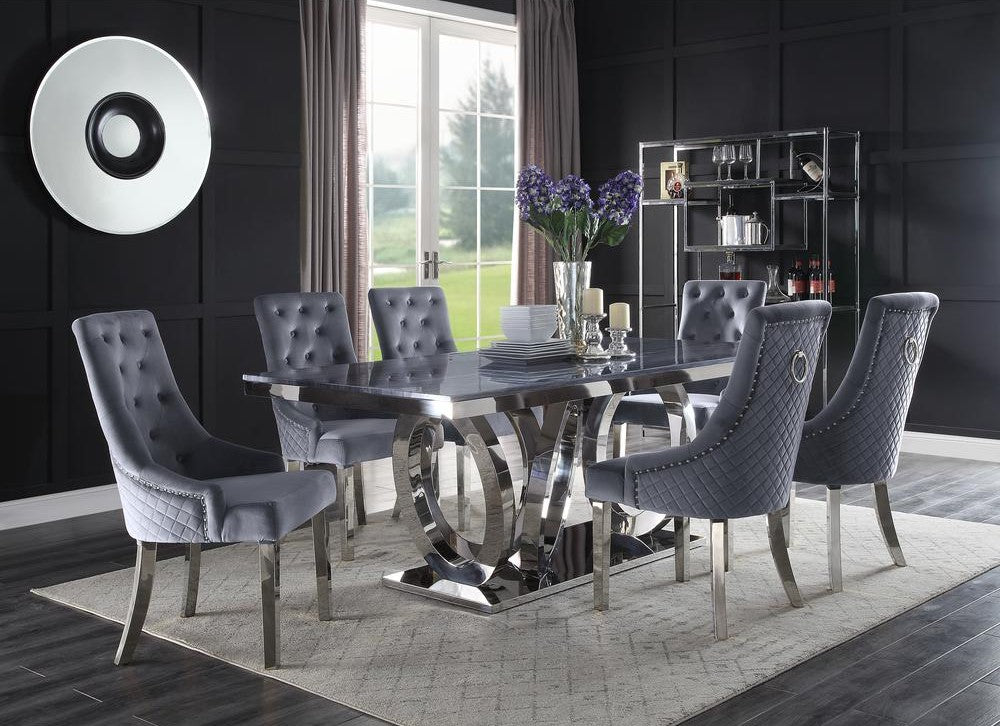Nasir Marble Top Stainless Steel Dining Collection