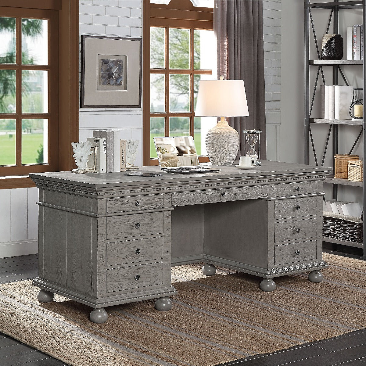 Acme Gustave OF00201 Executive Desk - Grey Finish