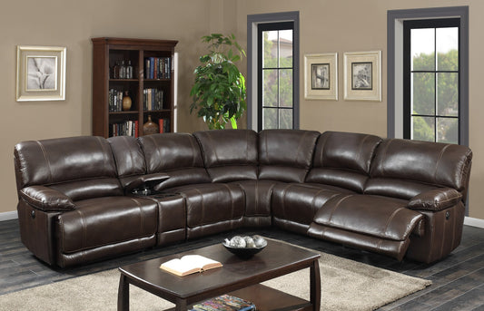 AC Pacific Olivia 6 Pc Faux Leather Motion Sectional