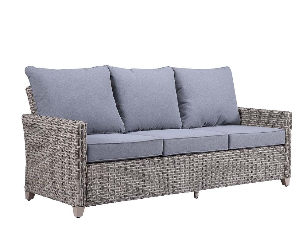 Greeley 4 Pc Patio Set by Acme - Gray Wicker Fabric