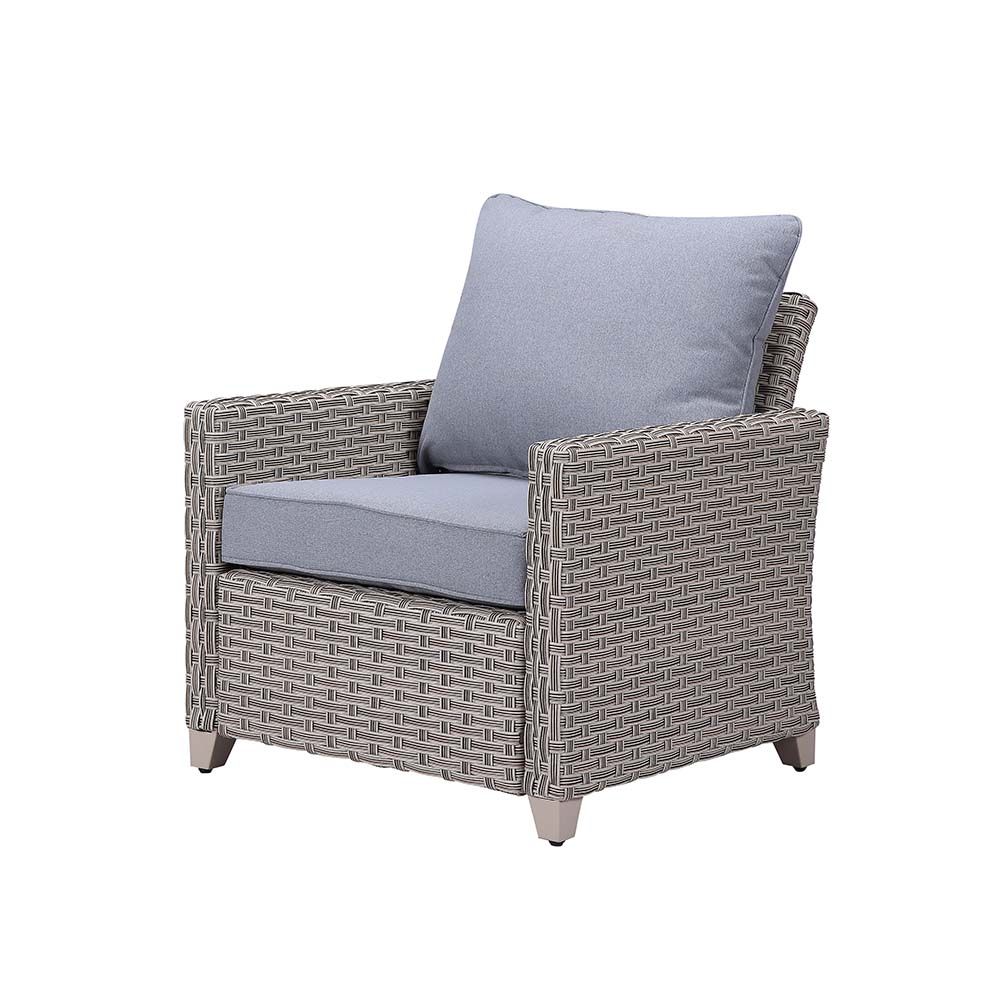 Greeley 4 Pc Patio Set by Acme - Gray Wicker Fabric