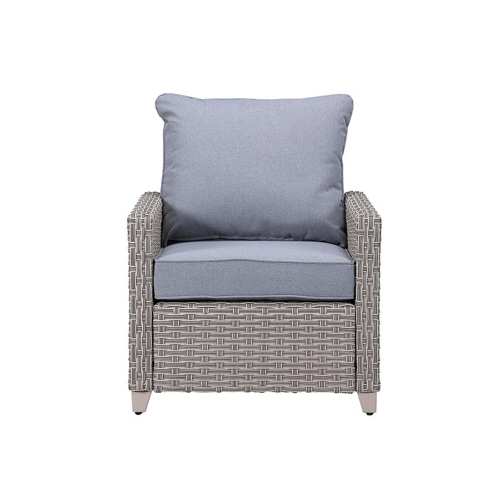 Greeley 4 Pc Patio Set by Acme - Gray Wicker Fabric