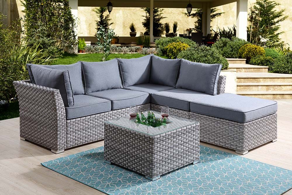 Acme OT01092 Laurance Resin Wicker Patio Set Gray Finish