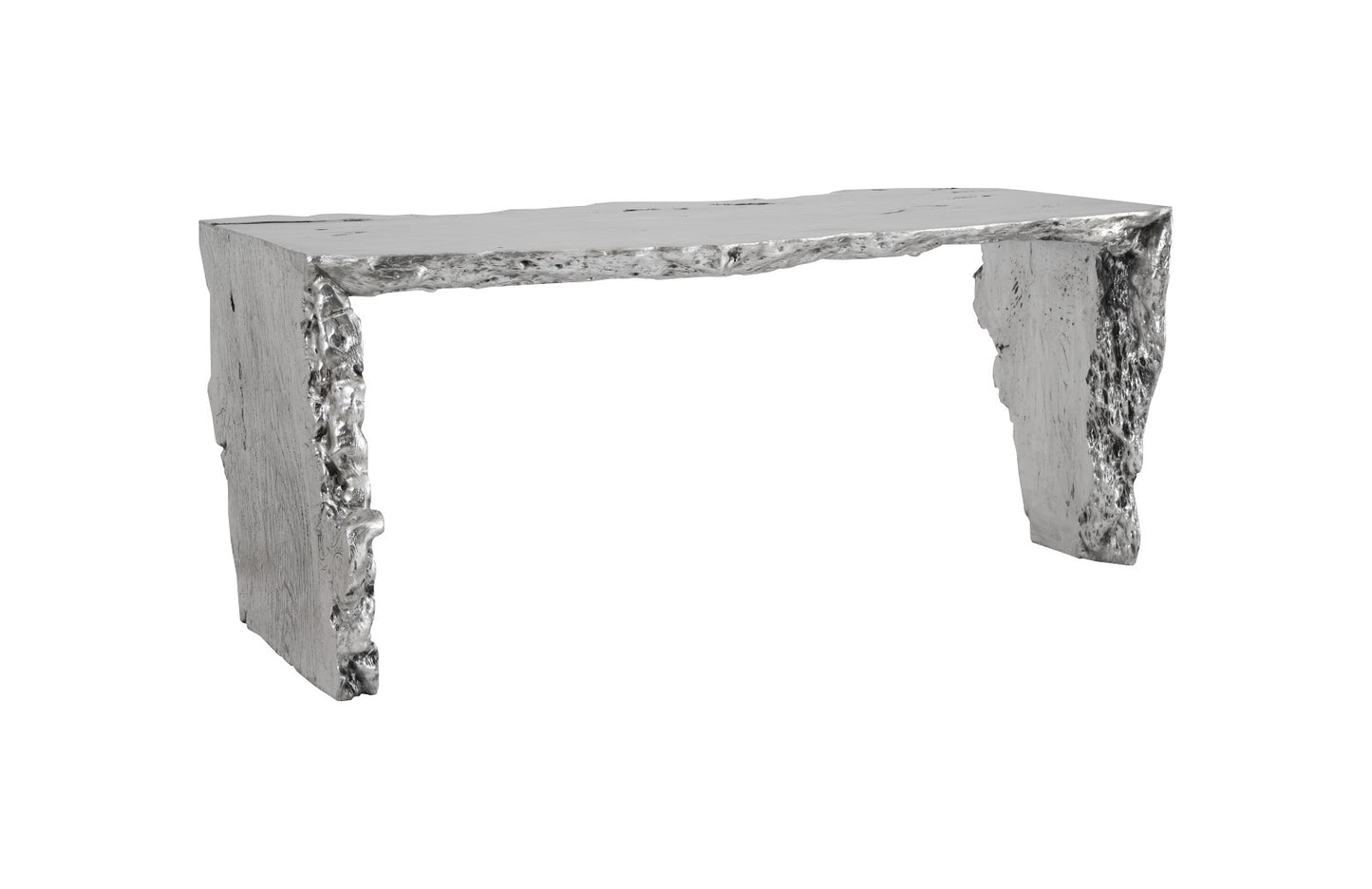 Waterfall Silver Resin Desk - Silver Leaf Finish