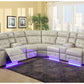 Galaxy Home Power Sectional w/3 Recliners & LED LIghts - 2 Colors