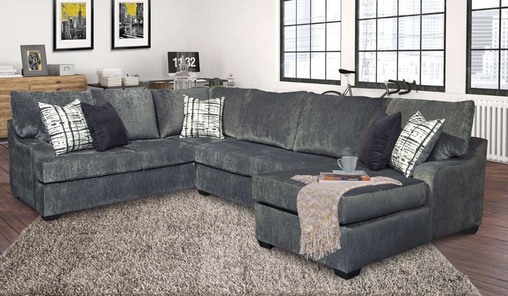 Tivoli 3 Pc Sectional - Charcoal Fabric