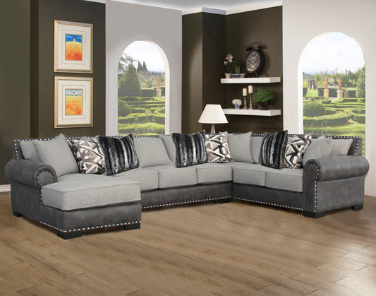 Comfort Industries Samson 3 piezas seccionales con borde de cabeza de clavo - 2 opciones de color