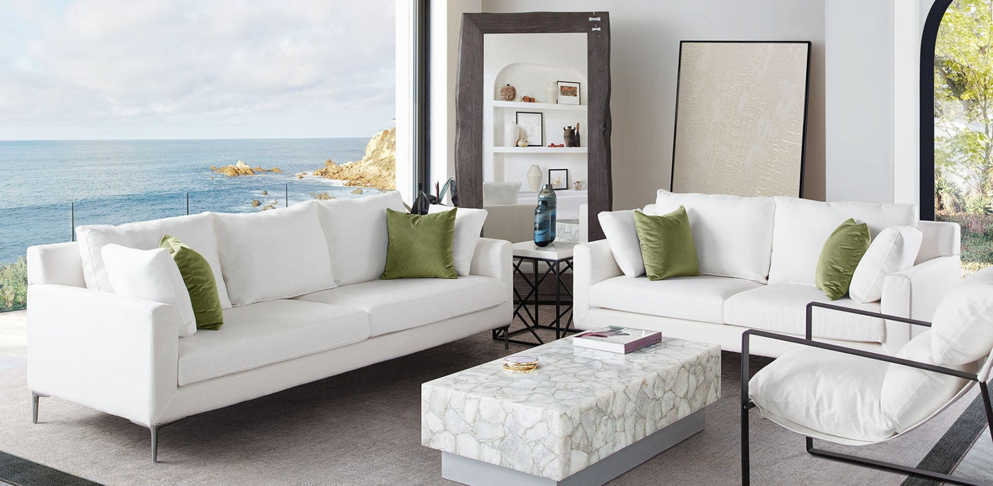Seattle White Linen Sofa Collection - Diamond Sofa