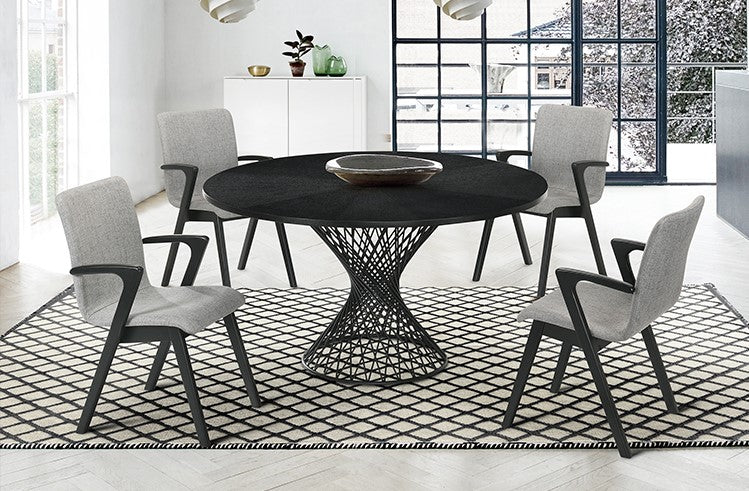 Armen Living Cirque & Varde Black or Walnut Round Dining Set
