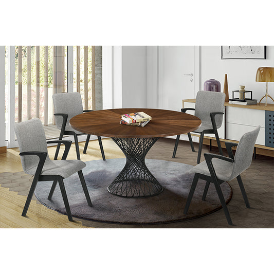 Armen Living Cirque & Varde Dining Set - Walnut